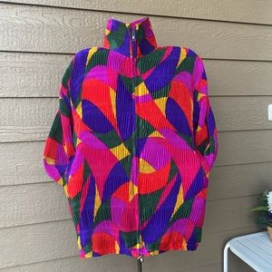 Vintage 90s Womens Bomber Jacket ADS American Designer Style MultiColor Size M/L